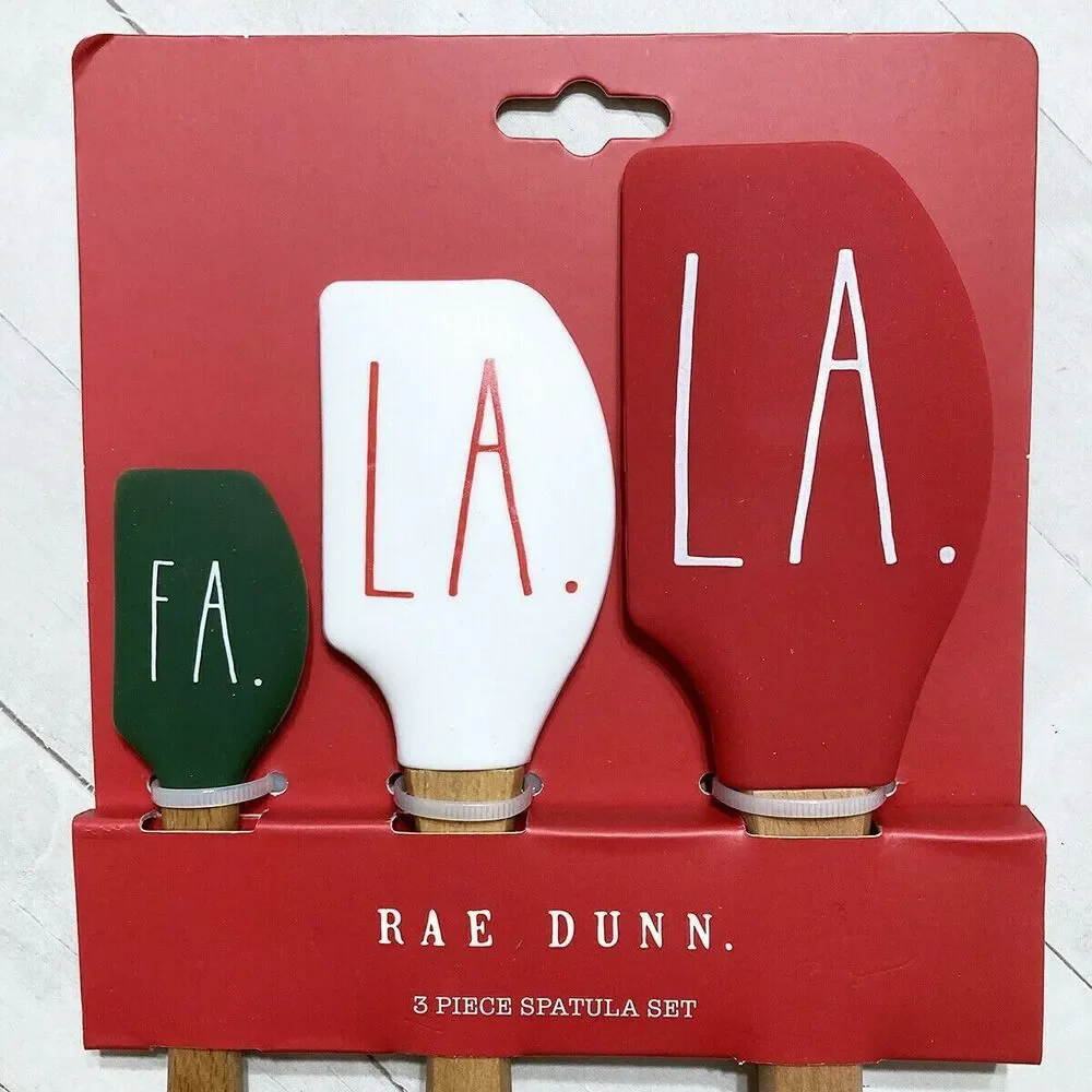 New Rae Dunn 3 Piece Spatula Set Fa La La Silicone Spatula Set Christmas